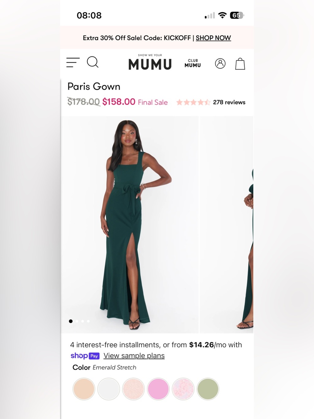 Show Me Your Mumu Emerald Green Square-Neck Maxi Gown